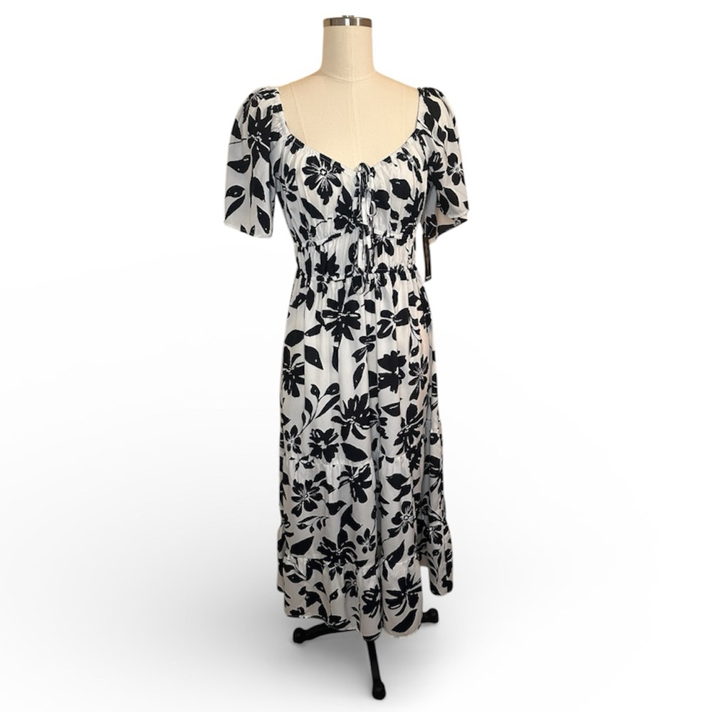 Blush Black and White Floral Maxi Summer Dress